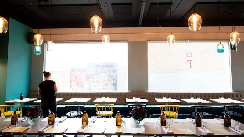 Pared back industrial chic: the 1,500sq ft ground floor space.