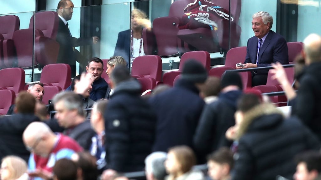 West Ham legend Trevor Brooking looks on from the stands during the club’s Premier League match against Burnley at London Stadium last Saturday. Photograph: Christopher Lee/Getty Images
