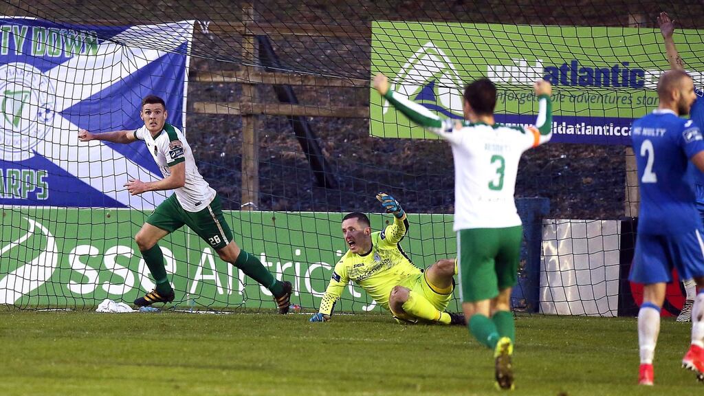 Gary Buckley scored Cork City’s winner against Finn Harps. Photograph: John McVitty/Inpho