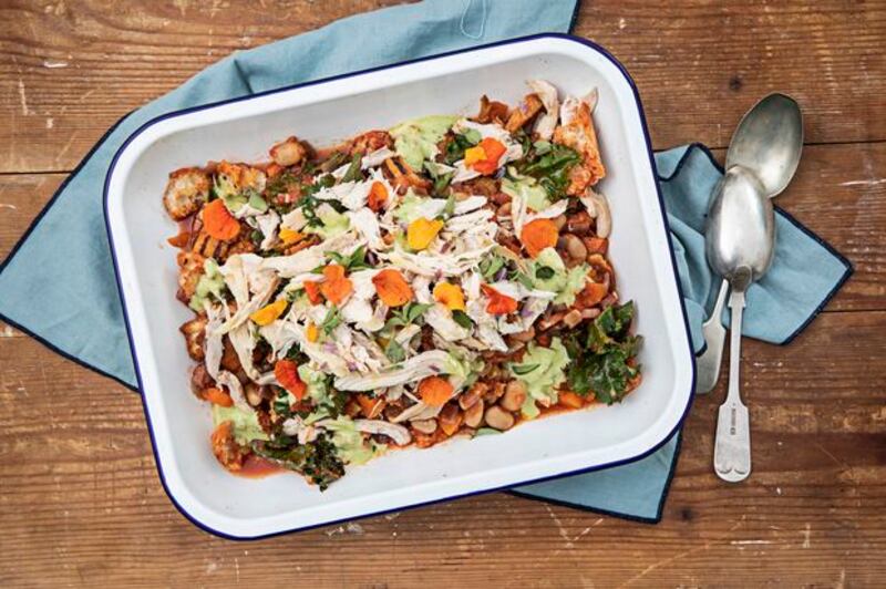 Paul Flynn's roast chicken ribollita salad. Photograph: Harry Weir