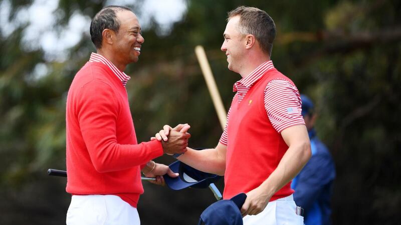 Tiger Woods and Justin Thomas were the USA’s only fourball winners on the opening day of the Presidents Cup. Photograph: Quinn Rooney/Getty