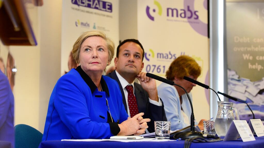 Tánaiste Frances Fitzgerald with Minister for Social Protection Leo Varadkar at the launch at Pearse Street Library of Abhaile, the advice service for distressed mortgage holders. Photograph: Cyril Byrne/The Irish Times