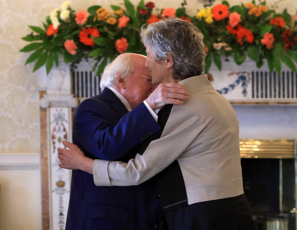President-elect Catherine Connolly at Áras an Uachtarain with President Michael D Higgins. Photograph: Colin Keegan/Collins, Dublin.