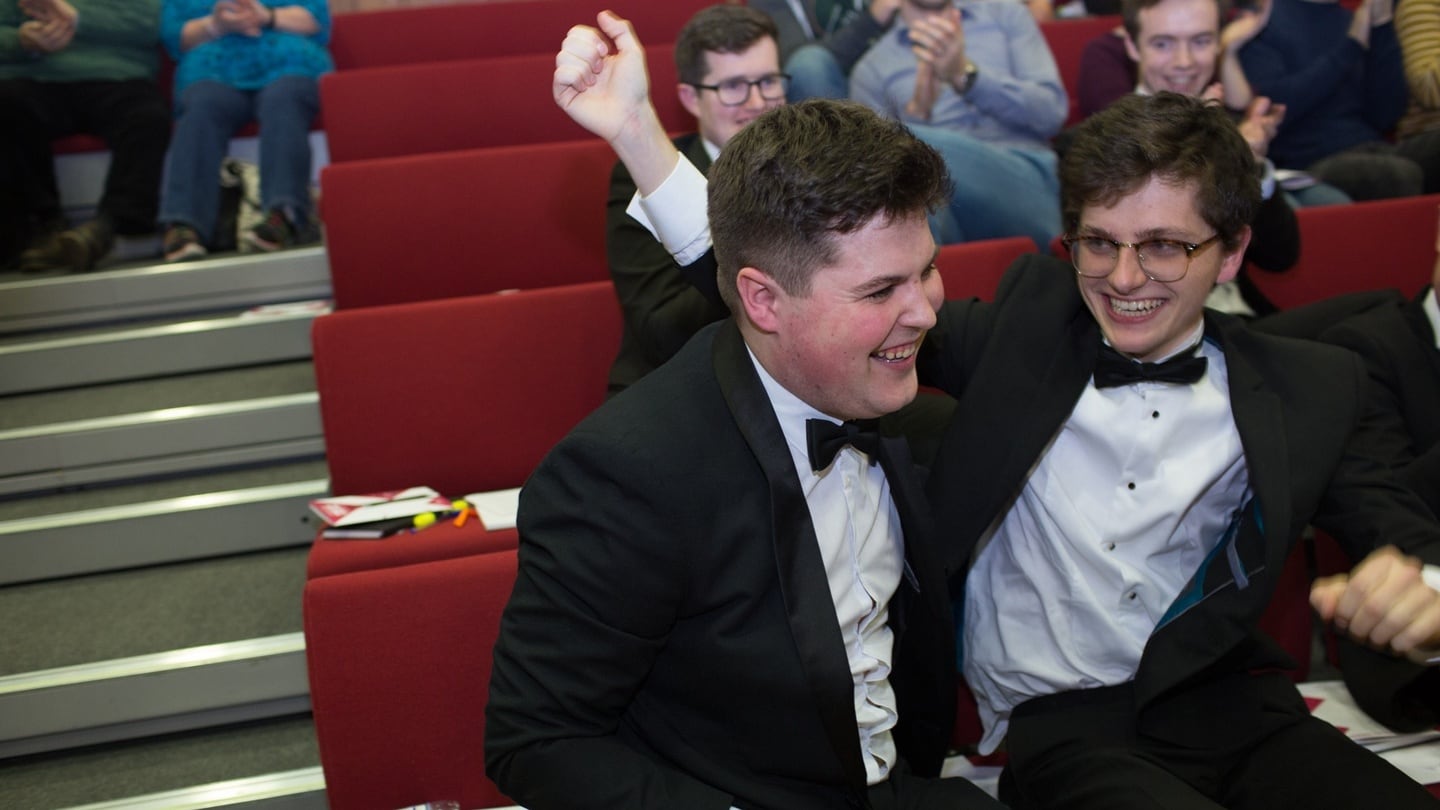 Daniel Gilligan and Ronan Daly savour the moment. Photograph: James Forde