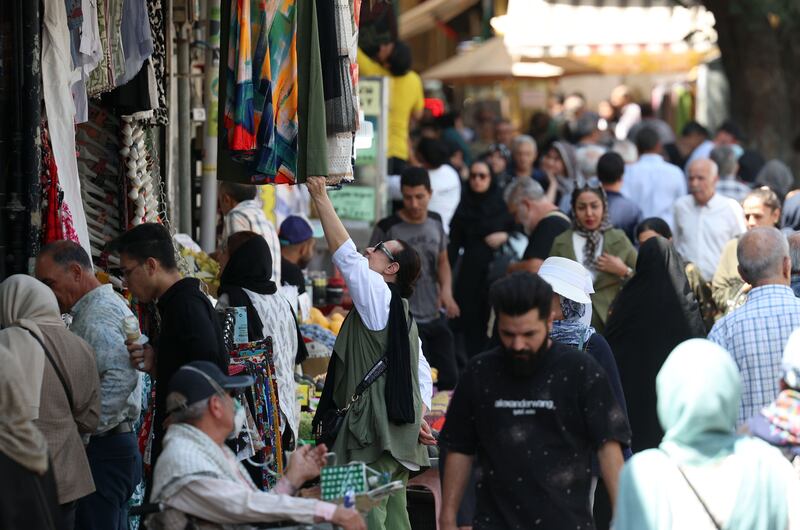 Shops at the Tajrish old bazaar in Tehran, Iran, last week. Photograph: Abedin Taherkenareh/EPA