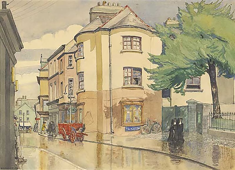 Watercolour by Kernoff entitled 'Old Georgian House opposite Town Hall, Killarney'. © Estate of Harry Aaron Kernoff
