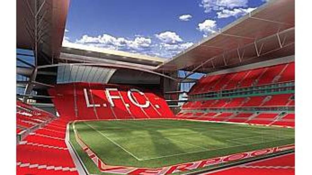 A computer-generated image of Liverpool's new look stadium at
Stanley Park