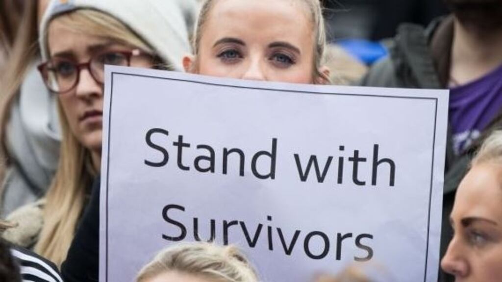 Participants in a protest last March in solidarity with victims of sexual violence. Photograph: Tom Honan/PA