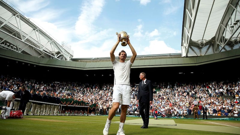 Andy Murray celebrates victory at Wimbldon in 2016. In the era of Federer, Djokovic and Nadal, the Scot still managed to claim Wimbldon glory twice. Photograph: Andrew Couldridge/Reuters