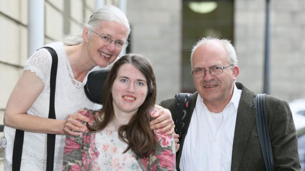 Emily Casey (18), from Dalkey, Co Dublin pictured leaving court after the High Court approved €4.75m payment to her following a High Court action. Photographs: Collins Courts