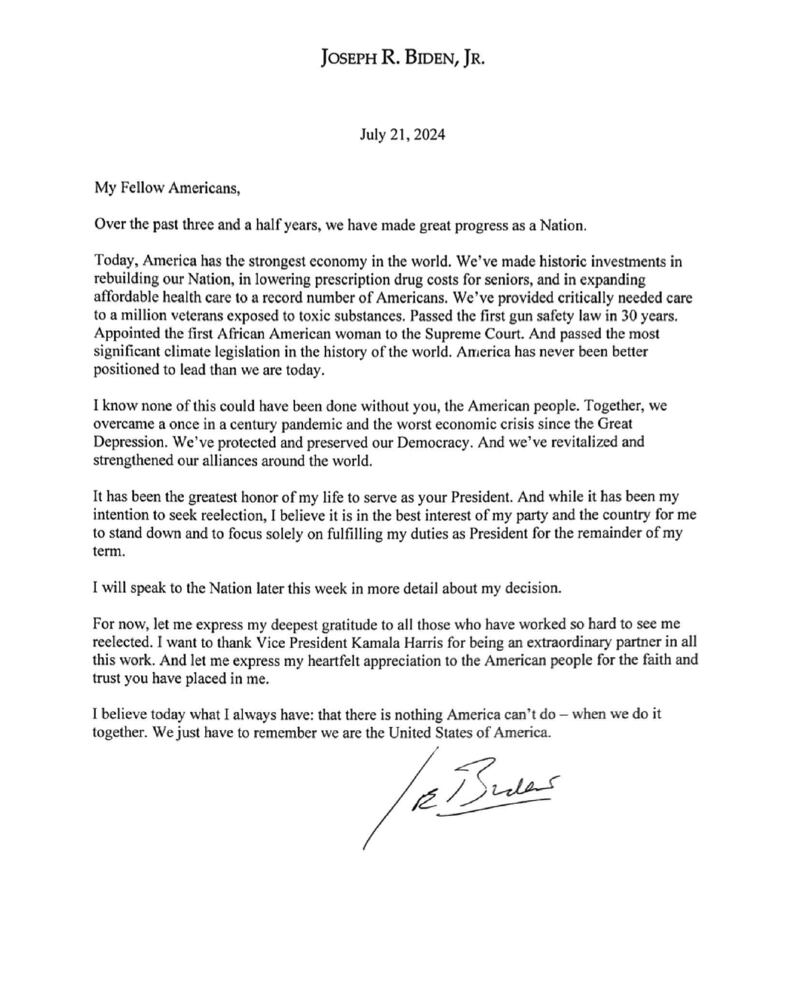 Biden letter
