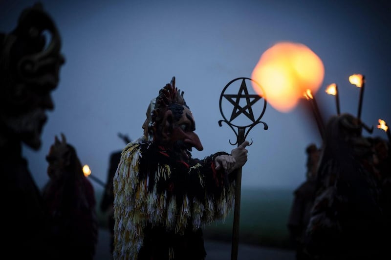 -rticipants dressed as Perchten roam village streets to chase away evil winter spirits in the annual Perchten gathering in Bavaria, Germany. Photograph: Philipp Guelland/Getty Images