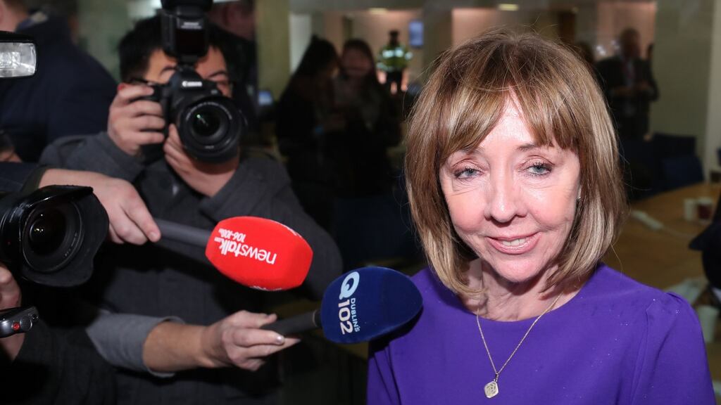 Joan Freeman arrives at Dublin Castle to attend the count. Photograph: Niall Carson/PA