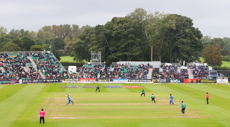 Ireland host India in a T20 match at Malahide Cricket Club in August 2023. Photograph: Nick Elliott/Inpho