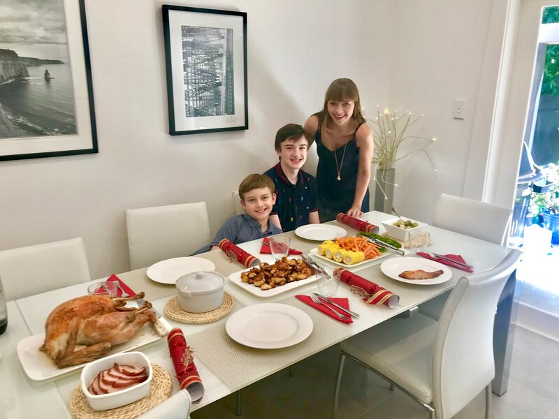 Anne Casey with her sons in Sydney
