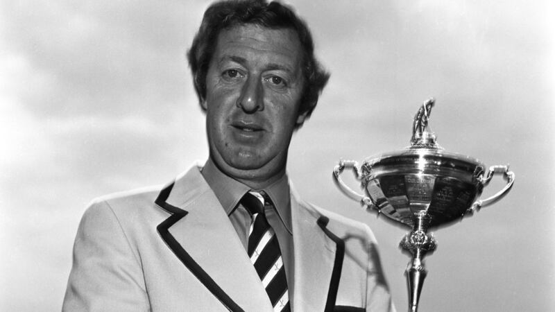 Bernard Hunt with the Ryder Cup in 1975. Photograph: SNS Group via Getty Images