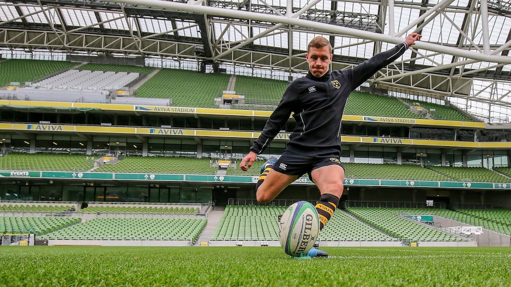 Young Munster’s Shane Airey proved pivotal in his side’s victory, goal-kicking to secure a narrow 20-19 away win over Cork Constitution. Photograph: Oisin Keniry/Inpho