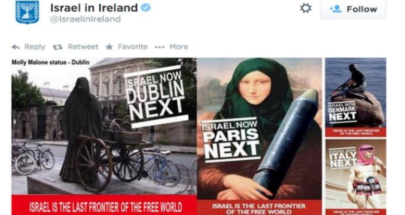 The altered image of Dublin’s Molly Malone was one of four images posted at the weekend.