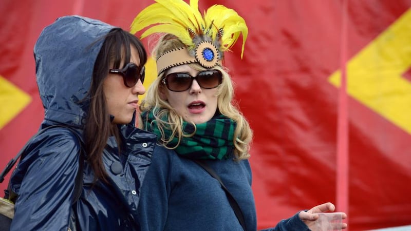 Carol Donoghue left from Donegal and Deirdre Hynds from Westmeath enjoying the Forbidden Fruit festival at the Royal Hospital Kilmainham at the weekend. Photograph: Cyril Byrne/The Irish Times