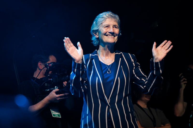 Catherine Connolly at the concert at Vicar Street on Monday. Photograph: Dan Dennison