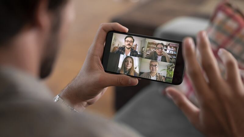 Talking and working on mobile phone