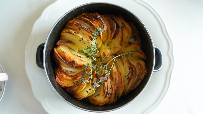Crispy Layered Thyme Potatoes: try something different this Easter
