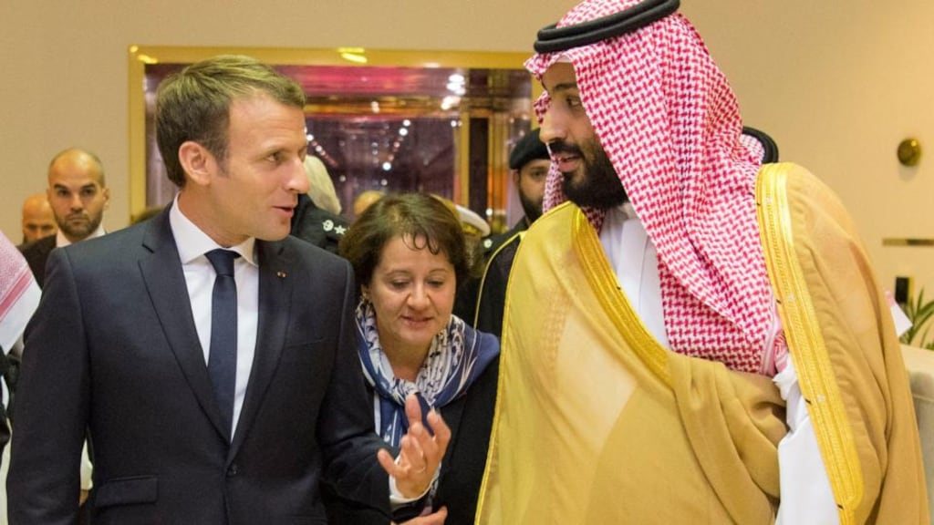 French president Emmanuel Macron is received by Saudi crown prince Mohammed bin Salman in Riyadh, earlier in November 2017. Photograph: Bandar al-Jaloud/AFP/Getty