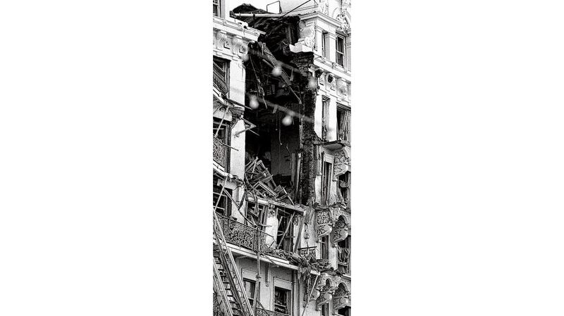 IRA bomb damage at the Grand Hotel in Brighton in 1984. photographs: bryan denton/new york times, pa