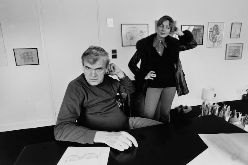 Milan Kundera with his wife Vera Hrabankova in their home in Paris in 1990. Photograph: Gyula Zarand/Gamma-Rapho/Getty Images