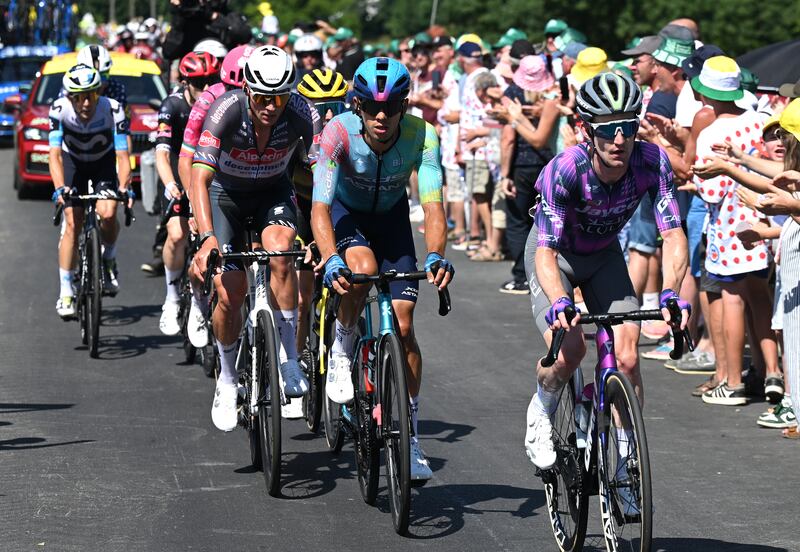 Eddie Dunbar (right) in the breakaway during Stage 6 of this year's Tour de France. Photograph: Tim de Waele/Getty Images