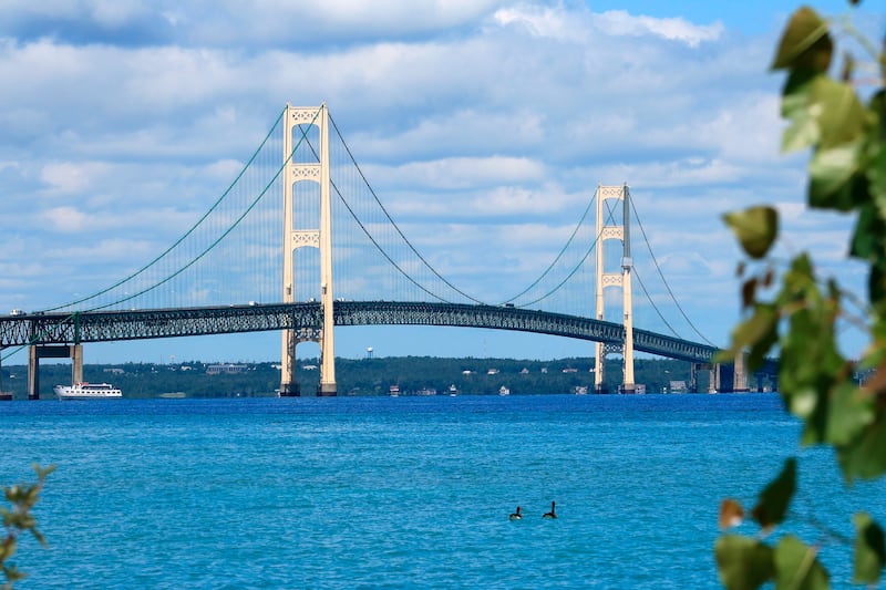 Strait of Mackinac Bridge in northern Michigan. Photograph: Education Images/Universal Images Group via Getty Images