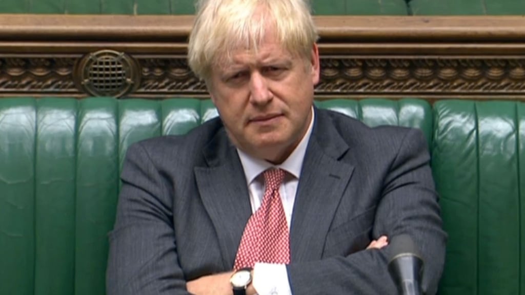 Boris Johnson listens to Ed Miliband attacking him with his best contemptuously sulky face. Photograph: Parliamentary Recording Unit/AFP