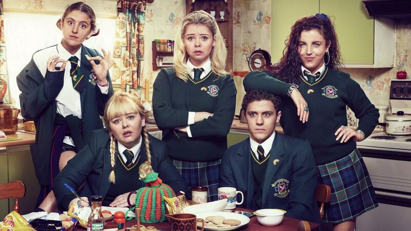 Derry Girls: Saoirse-Monica Jackson and the rest of the main cast. Photograph: Channel 4