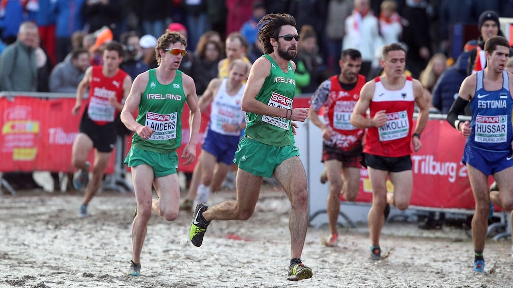 Ireland’s Mick Clohisey running the European Cross Country in Tilburg, the Netherlands. Photograph: Bryan Keane/Inpho