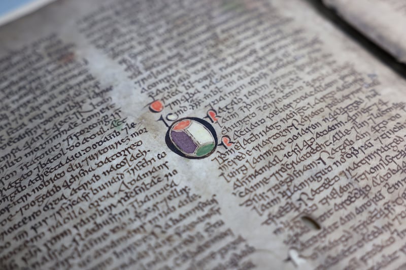 The 12th Century Book of Leinster held in the Library of Trinity College Dublin, which is on display as part of the Book of Kells experience from May 21st. Photograph: Dara Mac Dónaill