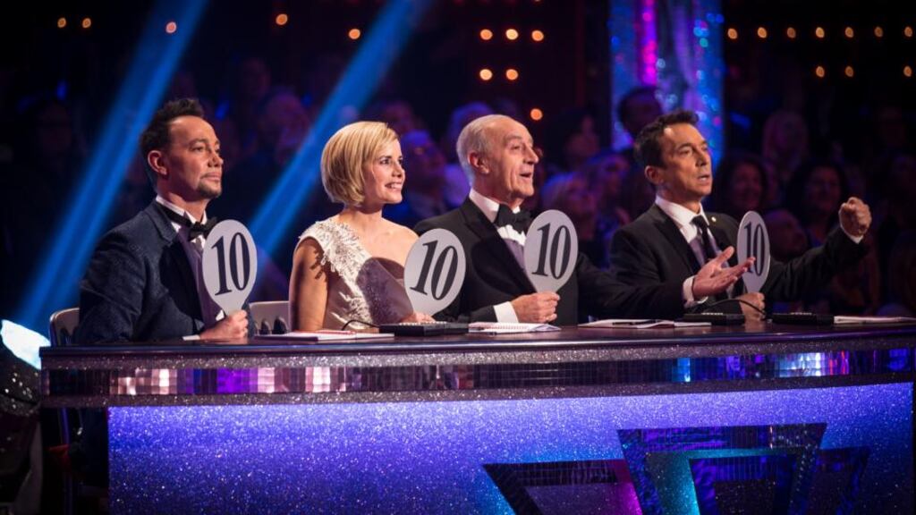 Judges on the BBC’s ‘Strictly Come Dancing’ award a rare full-house of ‘10s’; - director general Tony Hall is less impressed with Conservative media policy. Photograph: Guy Levy/BBC.