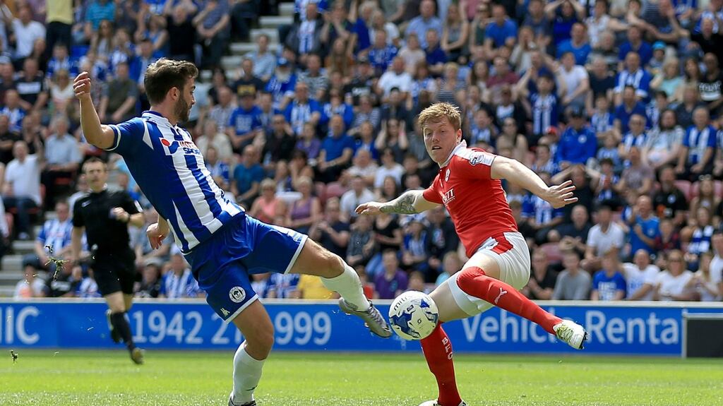 Wigan Athletic striker Will Grigg has been rewarded for his good form in front of goal with a place in Northern Ireland’s 28-man squad for the upcoming friendly against Belarus. Photograph: Nigel French/PA Wire