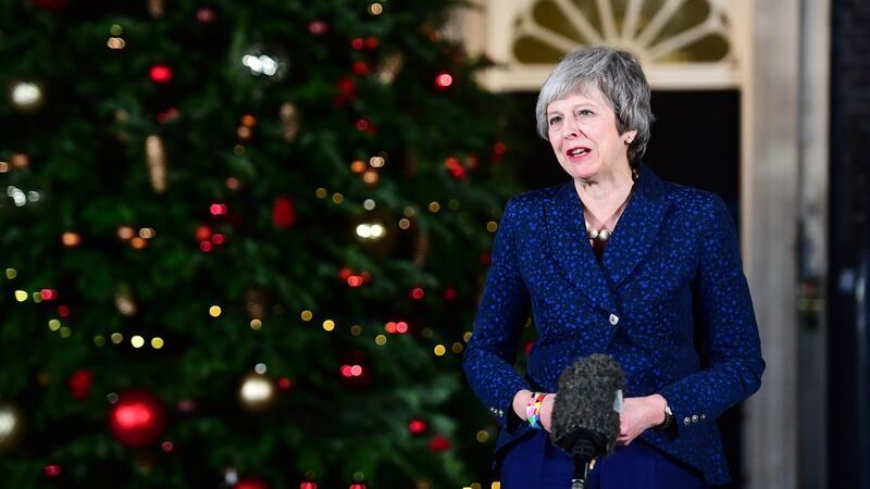 Theresa May makes a statement in 10 Downing Street after she survived an attempt by Tory MPs to oust her with a vote of no confidence. Photograph: Victoria Jones/PA