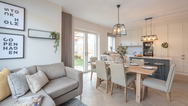 Open plan living area in showhouse