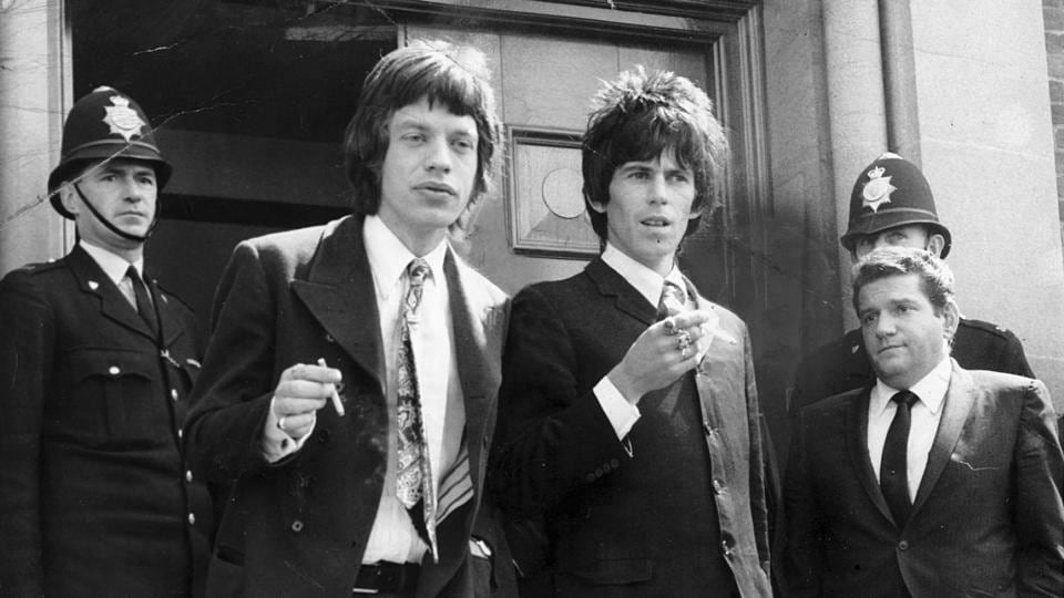 Mick Jagger and Keith Richards leaving court. Photograph: Daily Mail Syndication