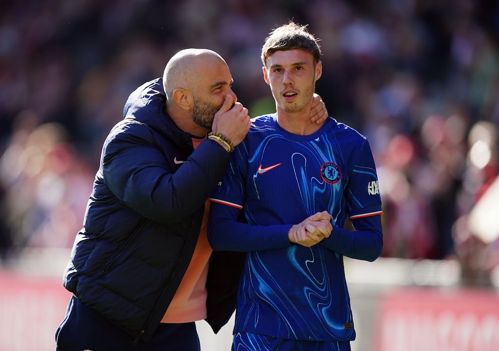 Chelsea manager Enzo Maresca with Cole Palmer. Photograph: Zac Goodwin/PA