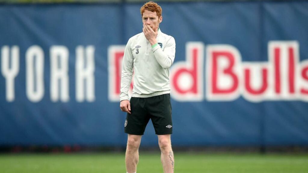 Stephen Quinn in training ahead of the Republic of Ireland’s friendly game against Portugal in New Jersey. Photograph: Donall Farmer/Inpho