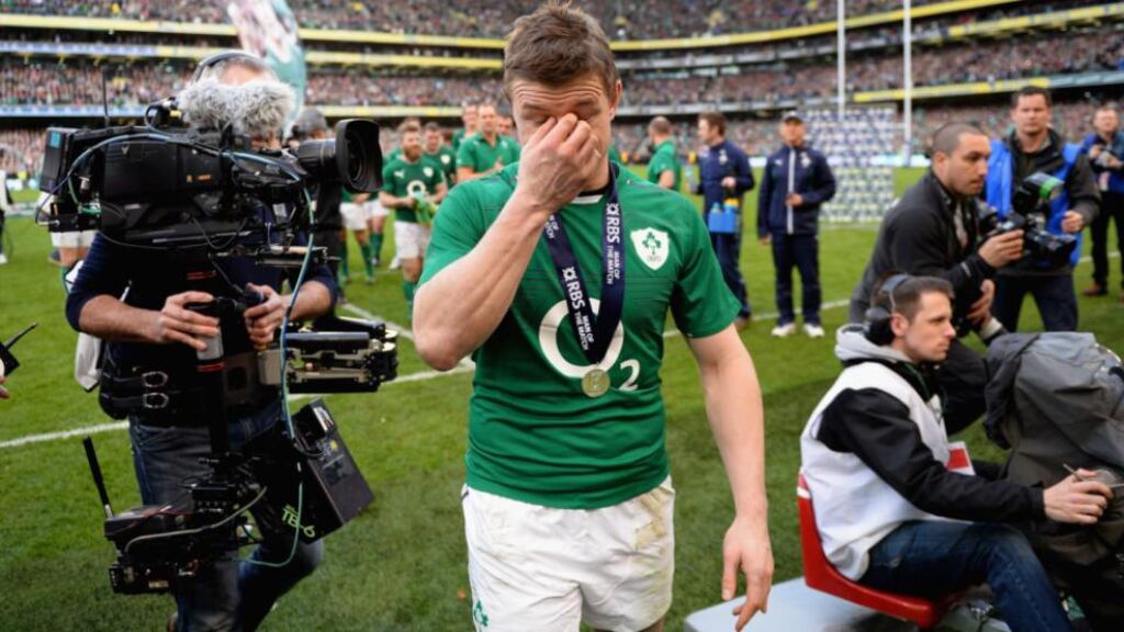 One of the seminal moments of Irish sport in 2014 was Brian O’Driscoll’s last home game for his country, against Italy in the Six Nations Champions. Photograph: Laurence Griffiths/Getty Images