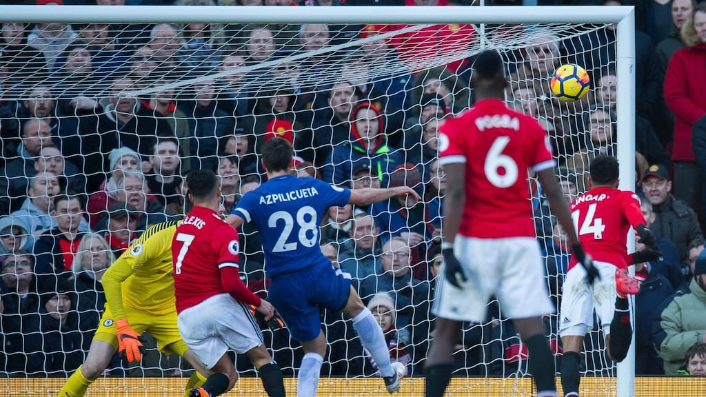 Manchester United’s Jesse Lingard scores the winner in their Premier League clash with Chelsea. Photo: Peter Powell/EPA