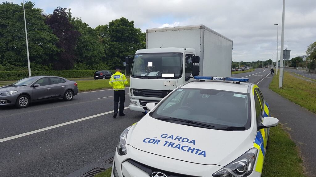 Garda checkpoint at Stillorgan in Co Dublin on Friday as part of the National Slow Down Day. Photograph: Garda Traffic/Facebook