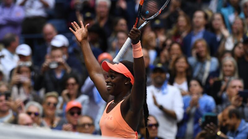 Sloane Stephens  celebrates after beating Madison Keys. Photograph: Getty Images