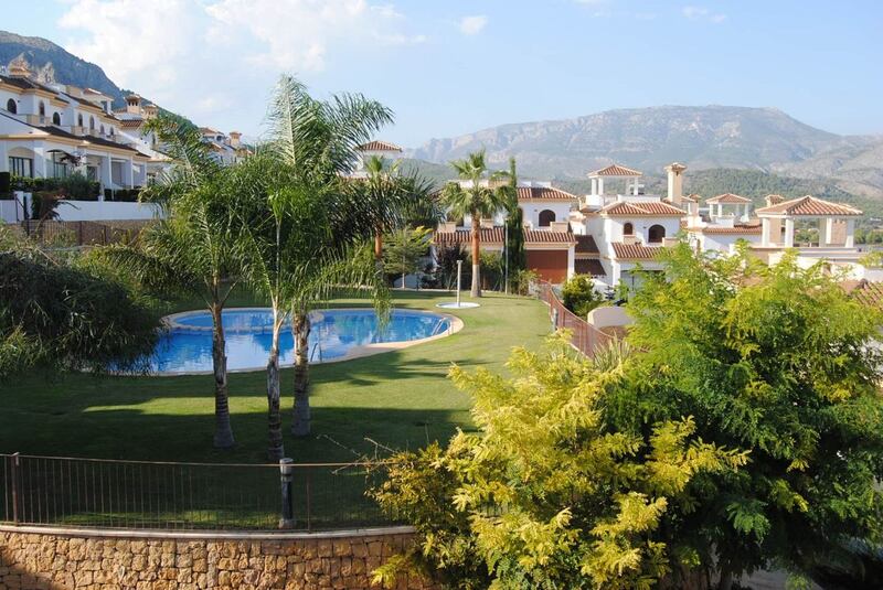 The property has five communal pools, landscaped gardens and sea views from its generous sun terrace
