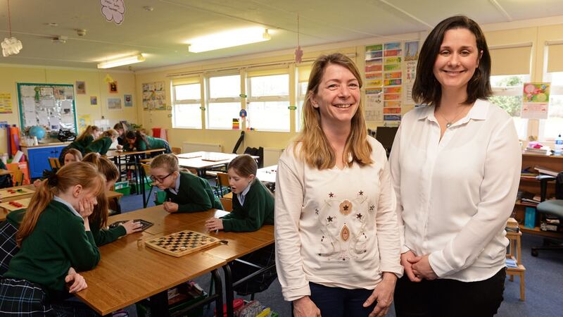 Principal Kiara Drake, on left, and Mind Lab teacher Natasha Pearson at Rathdown Junior School. Photograph: Eric Luke