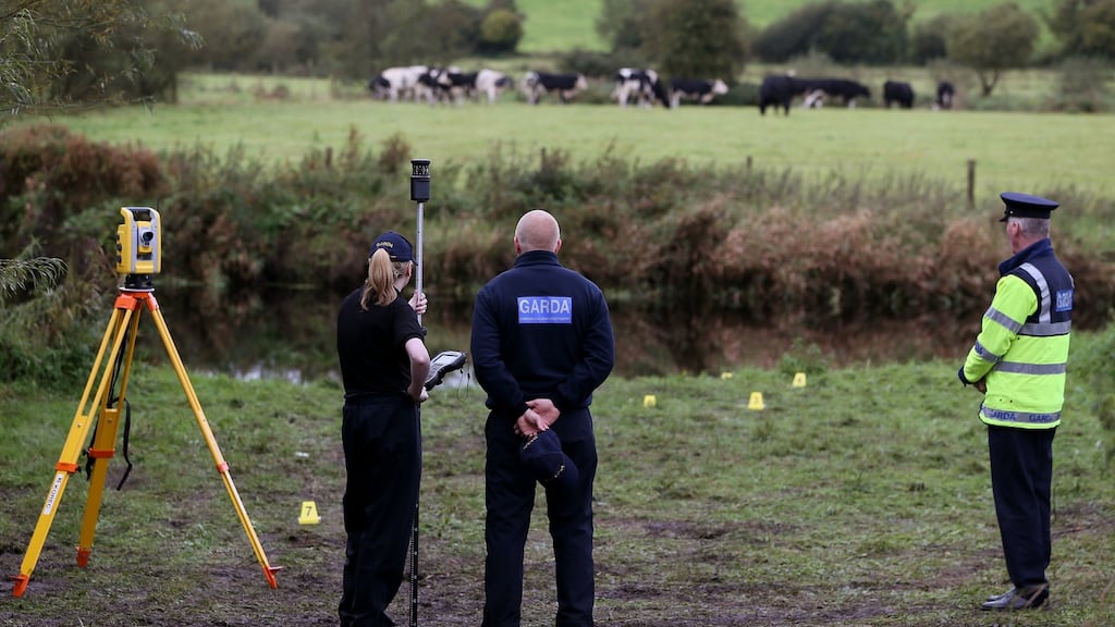 Gardaí at the scene at the Ballinamore canal, in Co Cavan, where a man in his 20s died when the car he was travelling in entered the water. Photograph: Brian Lawless/PA Wire
