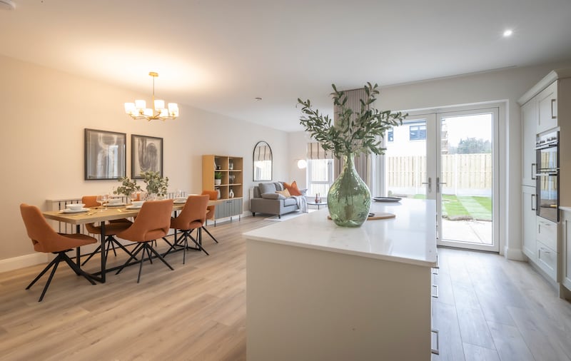 The kitchen in the five-bedroom houses at Woodbrook. Photograph: David Cantwell Photography